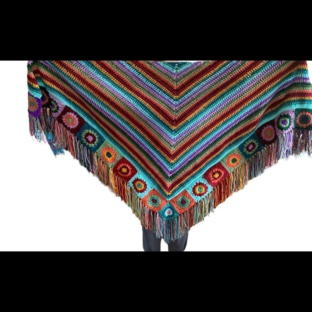 Granny Square Poncho Shawl - Picture 10 of 11